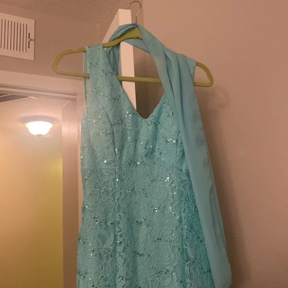Long turquoise/mint colorer Dress - Picture 2 of 4